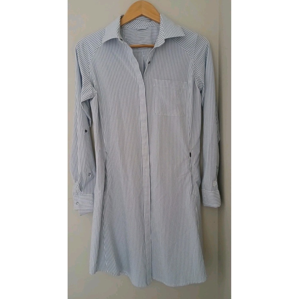Coolibar Malta Travel Dress Size XS UPF 50+ Tab Sleeve Quick Dry Snaps Pockets